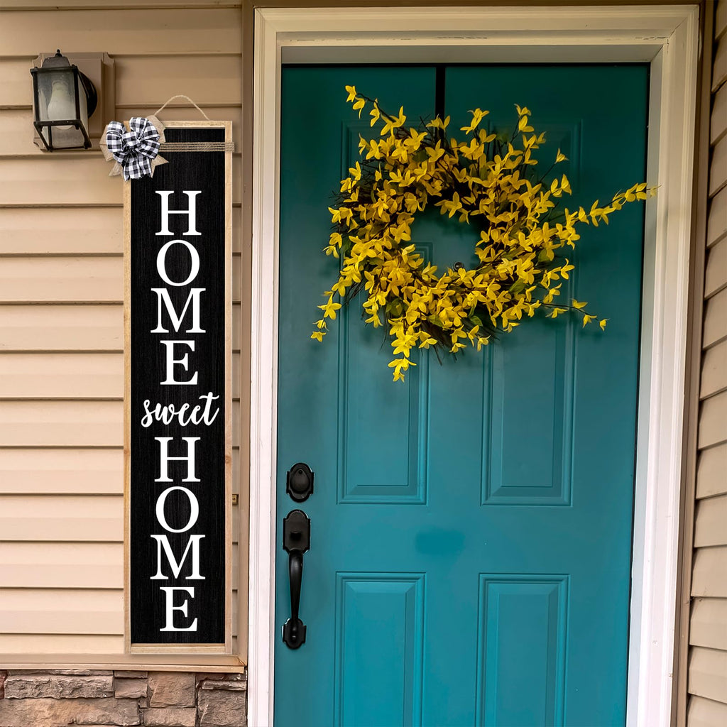 Outdoor 2in1 Welcome Sign for Front Porch Standing 45"X9" Wood