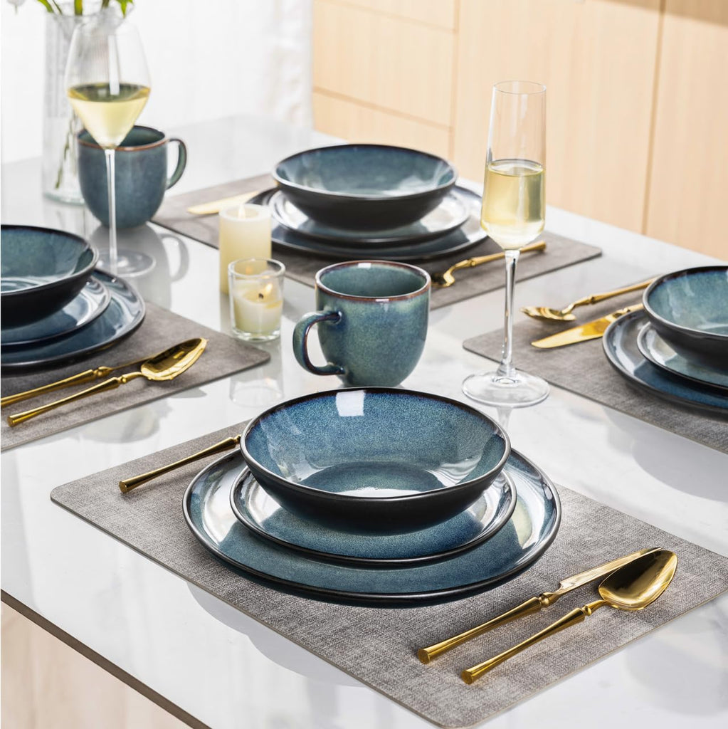 Ceramic Dinnerware Sets for 6, 18Pcs Plates and Bowls Sets Dishes