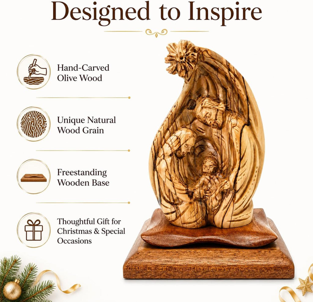 Handcrafted Olive Wood Nativity Scene Handmade Christmas Decor from Bethlehem