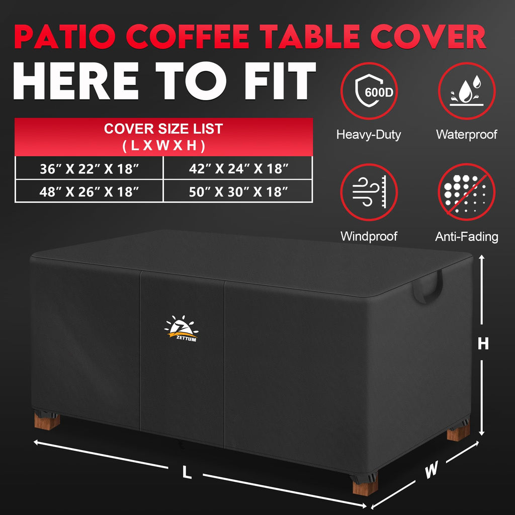 Outdoor Coffee Table Cover - Coffee Table Cover Rectangle Waterproof & Heavy Duty, Patio Table Covers for Side