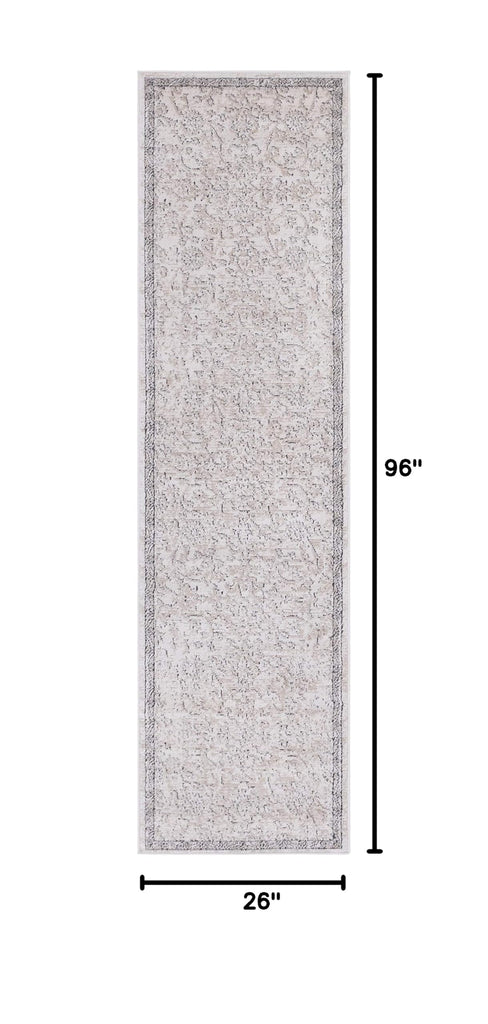 Oregon Collection Rug - 8 Ft Runner Ivory Low-Pile Rug Perfect s, Entryways