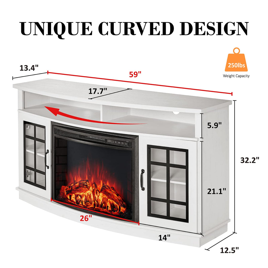 59" Curved with Storage Cabinet for TVs Up to 65"