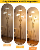 Tripod Floor Lamp Stepless Dimmable Gold Standing Tall Lamps with 3PCS Elliptical Lampshades Mid Century Modern Floor