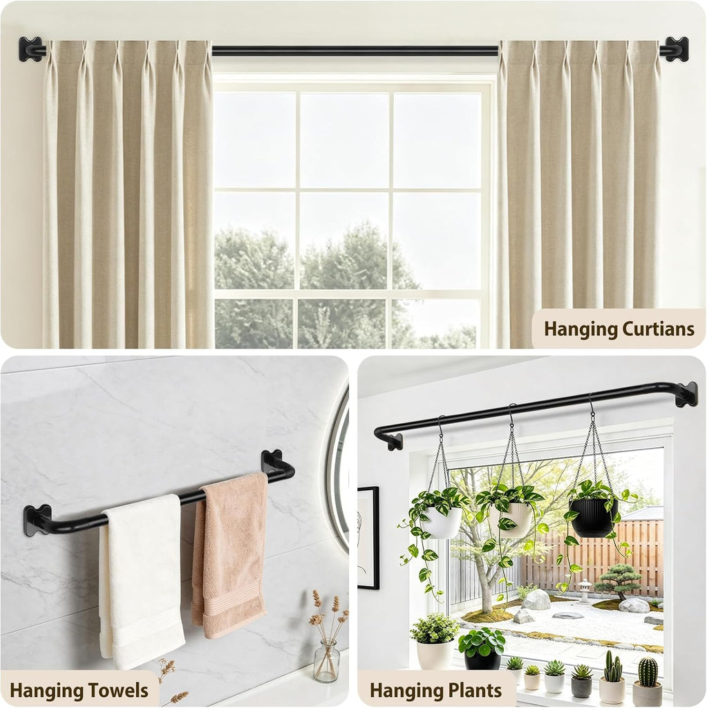 Black Wrap Around Curtain Rods 32 to 58, Blackout Curved Drapery Rod | 3/4 Inch Diameter, Room Darkening Design