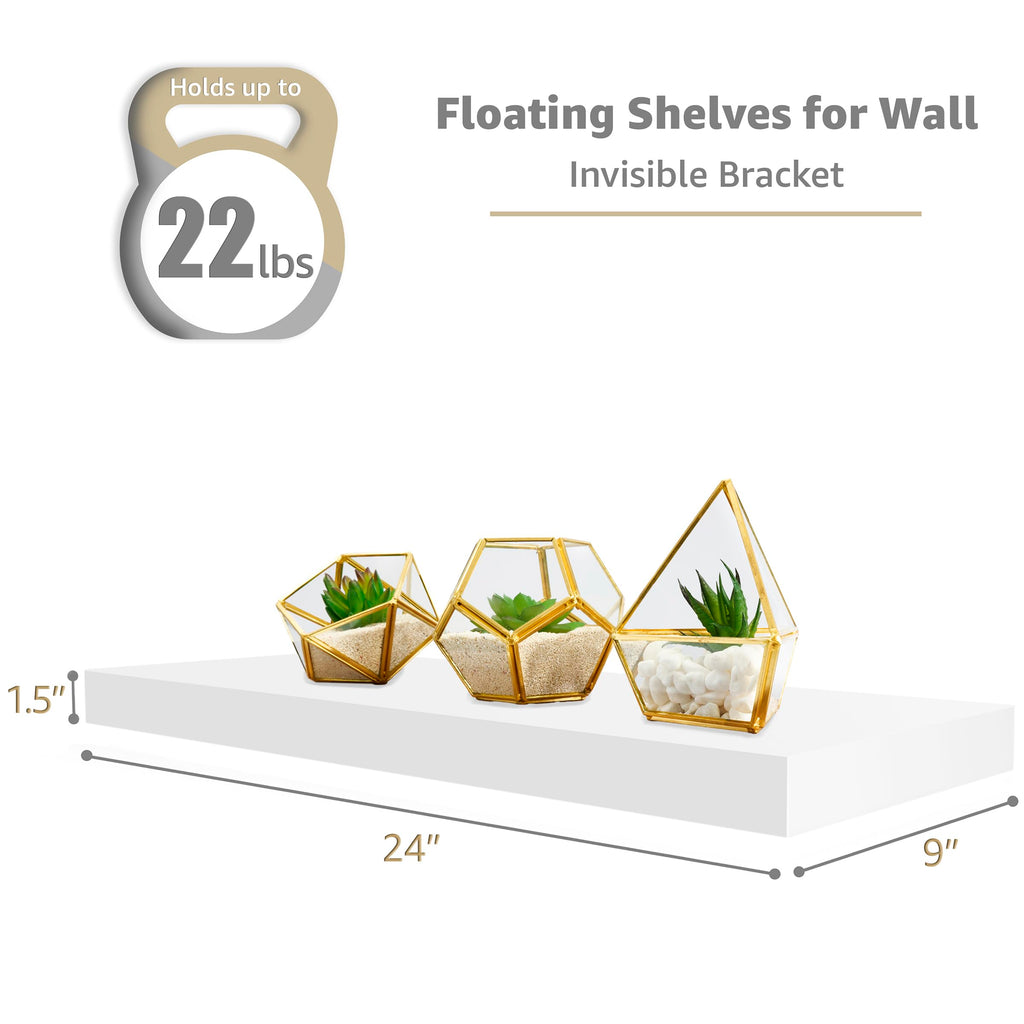 Floating Shelves for Wall, Wood Wall Storage (4 Pack, White)