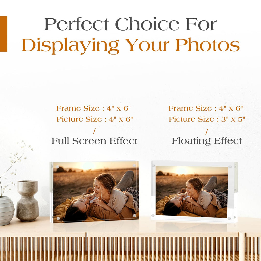 4x6 Acrylic Frame 6 Pack, 20MM Thicker Frameless Clear Picture Frames