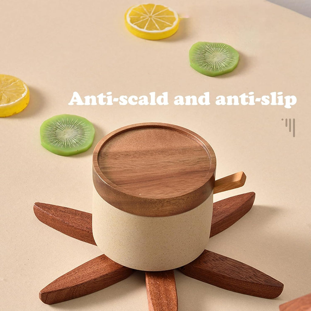 Wooden Trivets for Hot Dishes,Christmas Tree Trivet Table Mat Set,Wooden Treevet Tree Coasters for Hot Pots - Set of 4