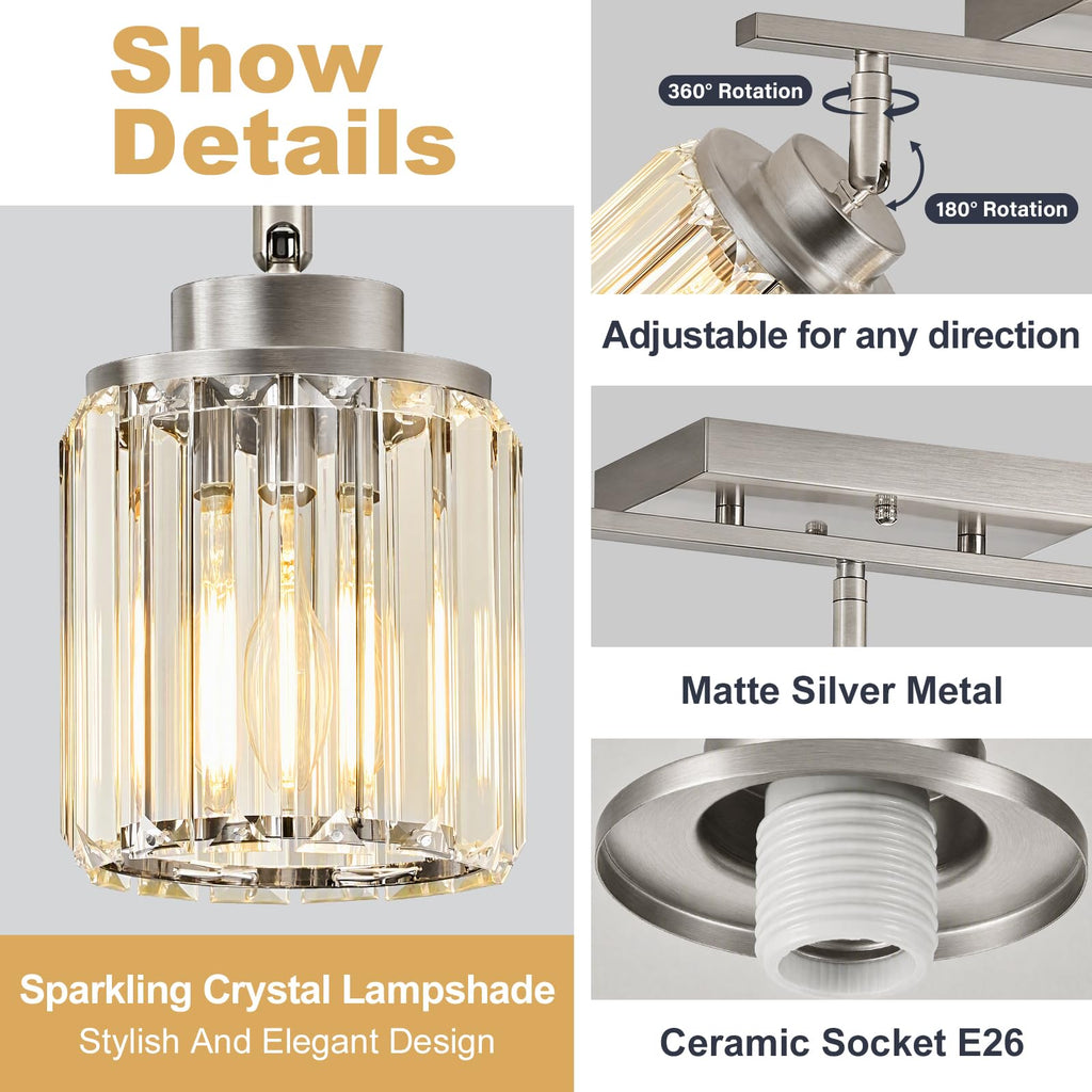 Kitchen Semi Flush Mount Ceiling Light, Brushed Nickel Bathroom Lights