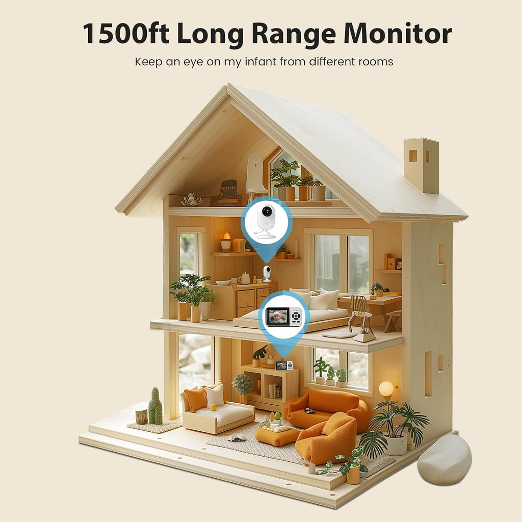 Smart Video Baby Monitor,2.8" Display & 1080p Camera,WiFi/No WiFi Modes,Cry Detection, Way Audio