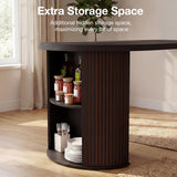 Modern Extendable Round Dining Table, 38.6" to 110.2" Expandable Fluted Table for 2-12 People with Storage, Space