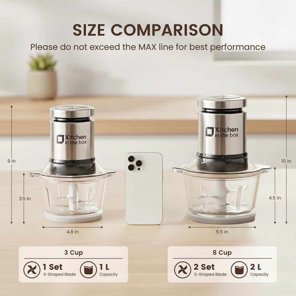 3cups Mini Food Processors, Small Meat Grinder & Food Chopper Electric