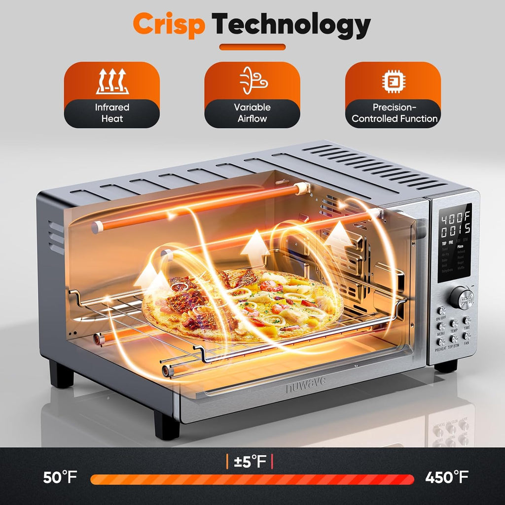 Bravo Pro Convection Air Fryer Toaster Oven Combo, 2025 New and Improved, 10-in-1, 50°-450°F Temp Controls, Quick &