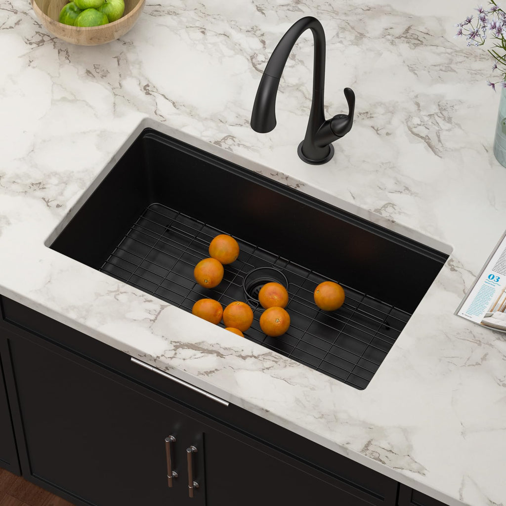 32 Inch Black Undermount Granite Composite Kitchen Sink