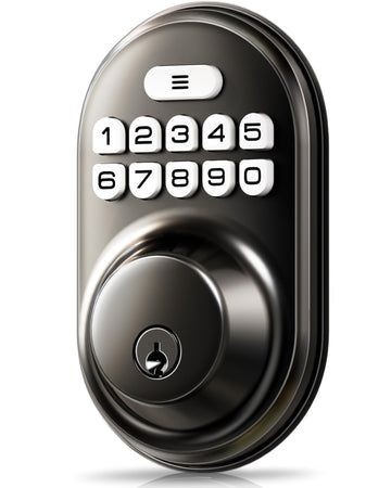 RZ-A Electronic Keypad Deadbolt Door Lock, Matte Black