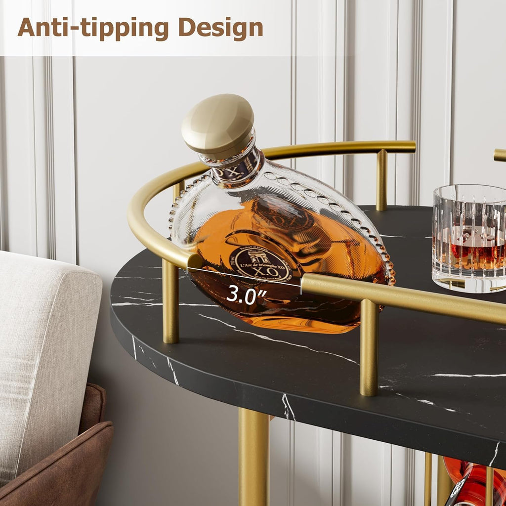 Bar Cart with Wine Rack and Glass Holder, 4-Tier Modern Serving Cart on Wheels, Mobile Liquor Cabinet & Coffee