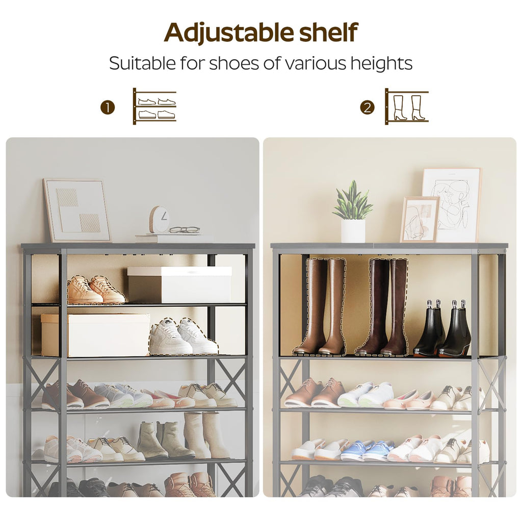 8 Tier Shoe Rack, Large Capacity Shoe Storage Organizer Holds 32 Pairs, Sturdy and Stable, Closet, Dorm Room, Black