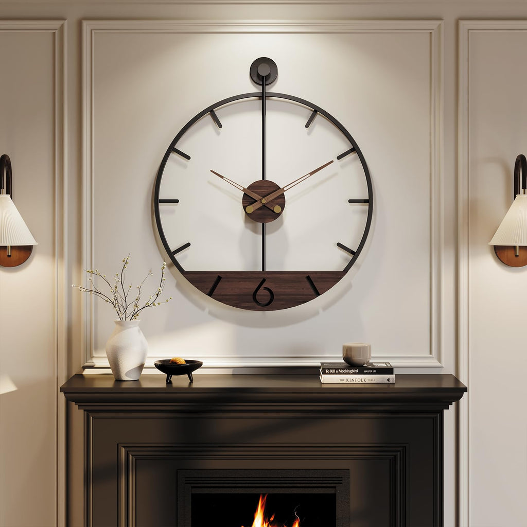 36 Inch Large Wall Clock Modern Walnut Clocks Decor