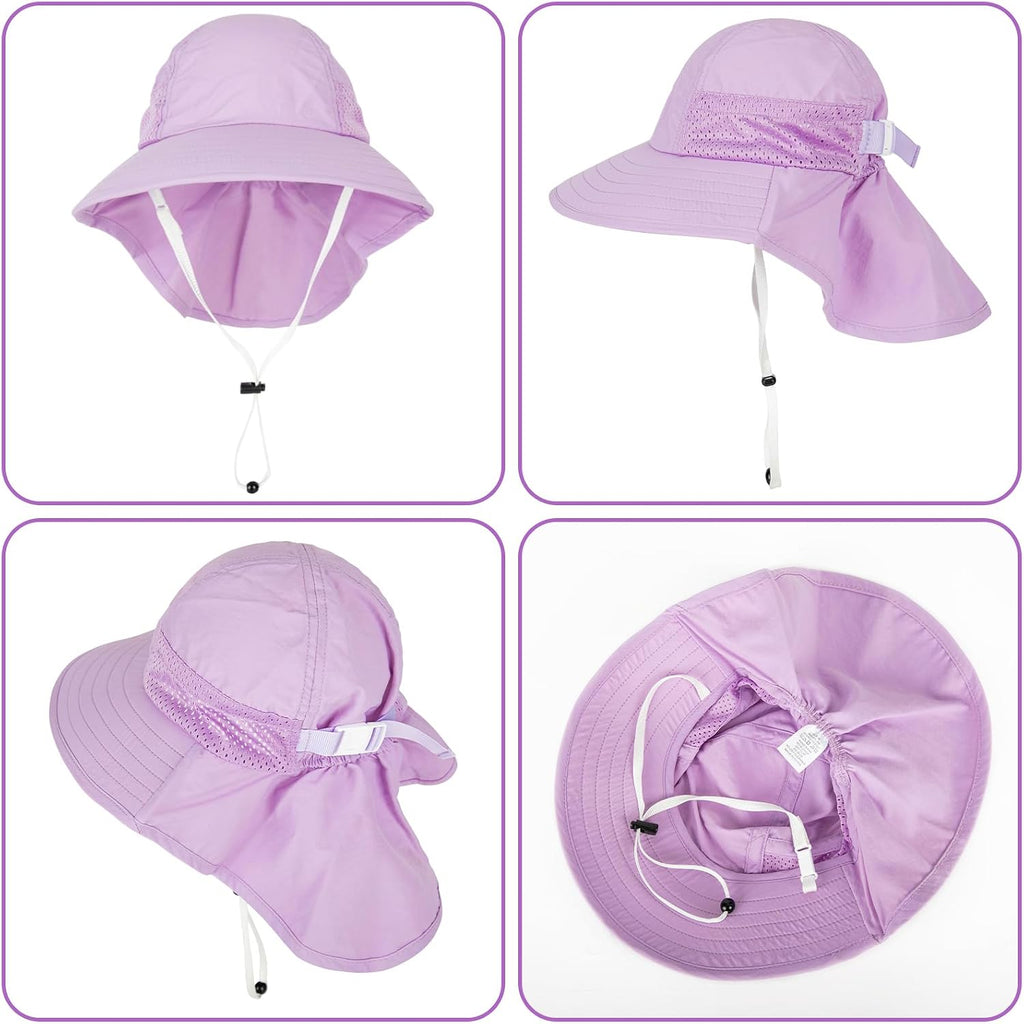 Toddler Baby Sun Hat Kids Summer Beach Essentials Adjustable Beach Hats with Bucket Wide Brim for Boys Girls Age 0-14