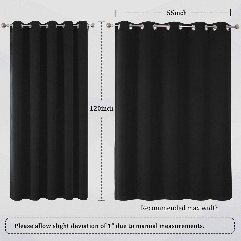 Black Blackout Curtain Panels/Drapes (60 Inch Wide by 120 Inch Length, 2 Panels) Solid Thermal Insulated Energy