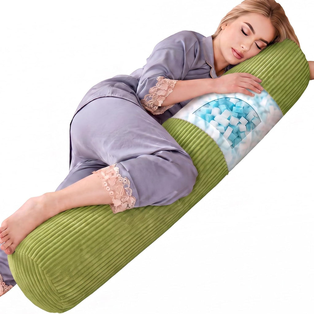 Body Pillow, Memory Foam Round Body Pillows for Adults, Firm Long Bolster Pillow for Bed, Cylinder Tube Roll Pillow