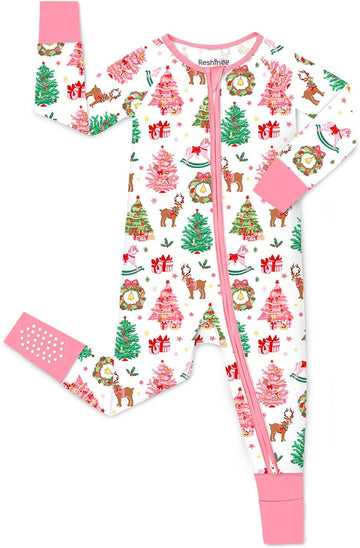 Viscose derived from bamboo Baby Footie Pajamas Convertible Newborn Sleeper for Baby Girl Zipper Onesie 12