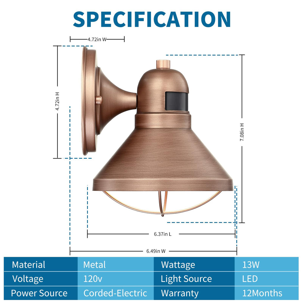 Motion Sensor Outdoor LED Barn Light Dusk to Dawn Exterior Wall Lantern