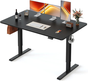 Standing Desk 55 × 28 Inch Electric Height Adjustable, Black | Sit and Stand Up Adjustable Desk, Home Office Computer