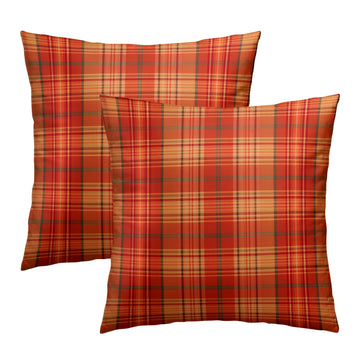 Fall Plaid Throw Pillow Covers 24x24inch Set of 2 Burnt Orange Buffalo Plaid Print Pillowcase Autumn Colored Tartan