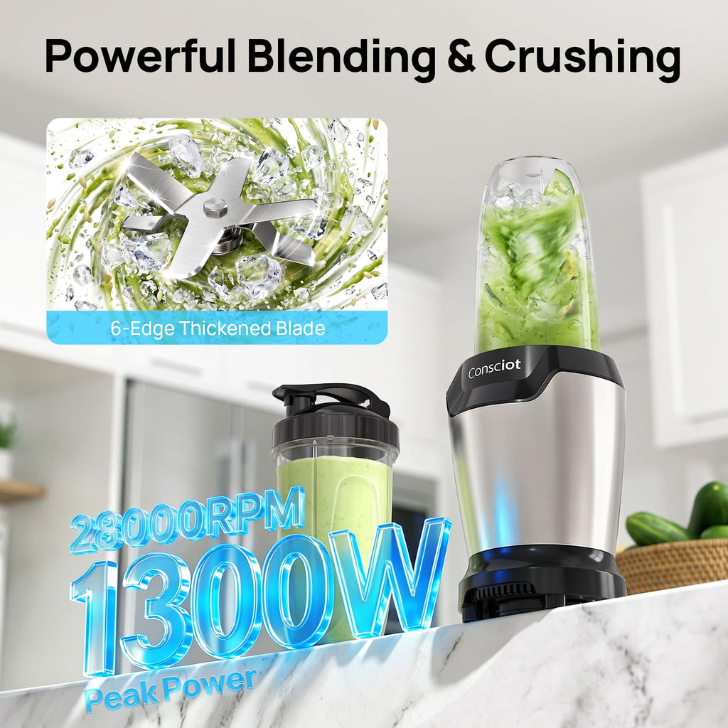 11-Piece Countertop Blender Max 1300W, with 37oz, 32oz & 22oz Cups