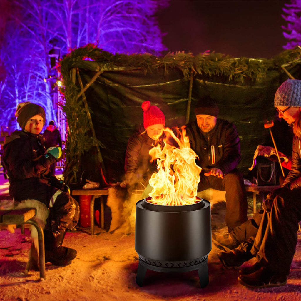20 Inch Smokeless Fire Pit for Outside, Wood Burning Low Smoke Firepit with Removable Ash Pan, Outdoor Portable