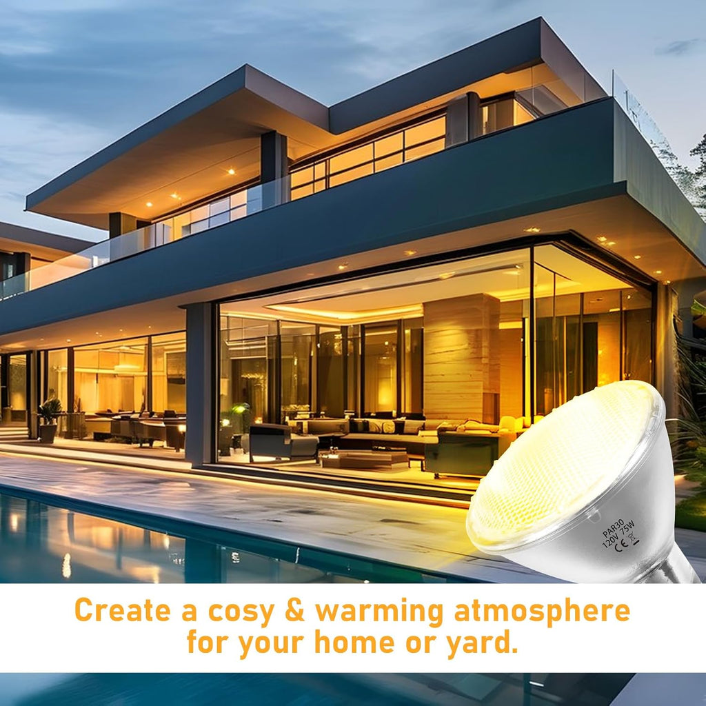 Par30 Long Neck Halogen Flood Bulbs 75W 120V, Par30 Halogen Indoor Floodlight Bulbs Outdoor E26 Dimmable 2700K Bulb 2