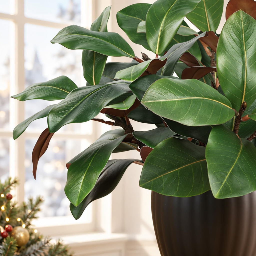 6 Pcs Faux Magnolia Stems, 22 Inch Artificial Magnolia Leaves Branches Greenery Stems Pick Fake Magnolia Leaf Twigs