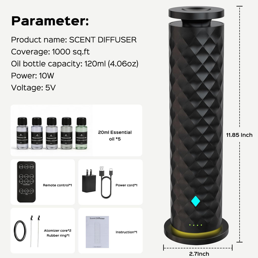 Waterless Cold Air Scent Diffuser Starter Kit with 5 Oils