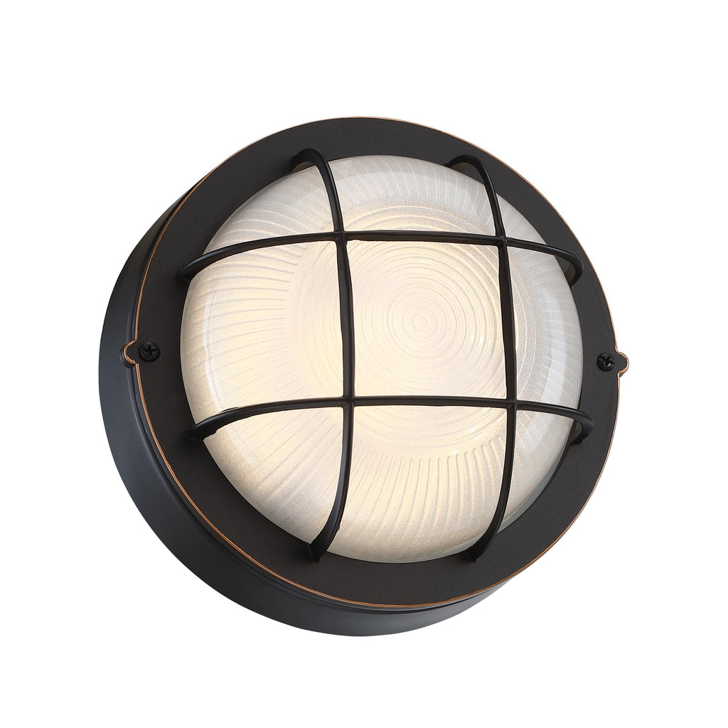 8" Round Bulkhead LED Light Oil Rubbed Bronze - Nautical Outdoor Wall Light 3000K - 15W, Waterproof