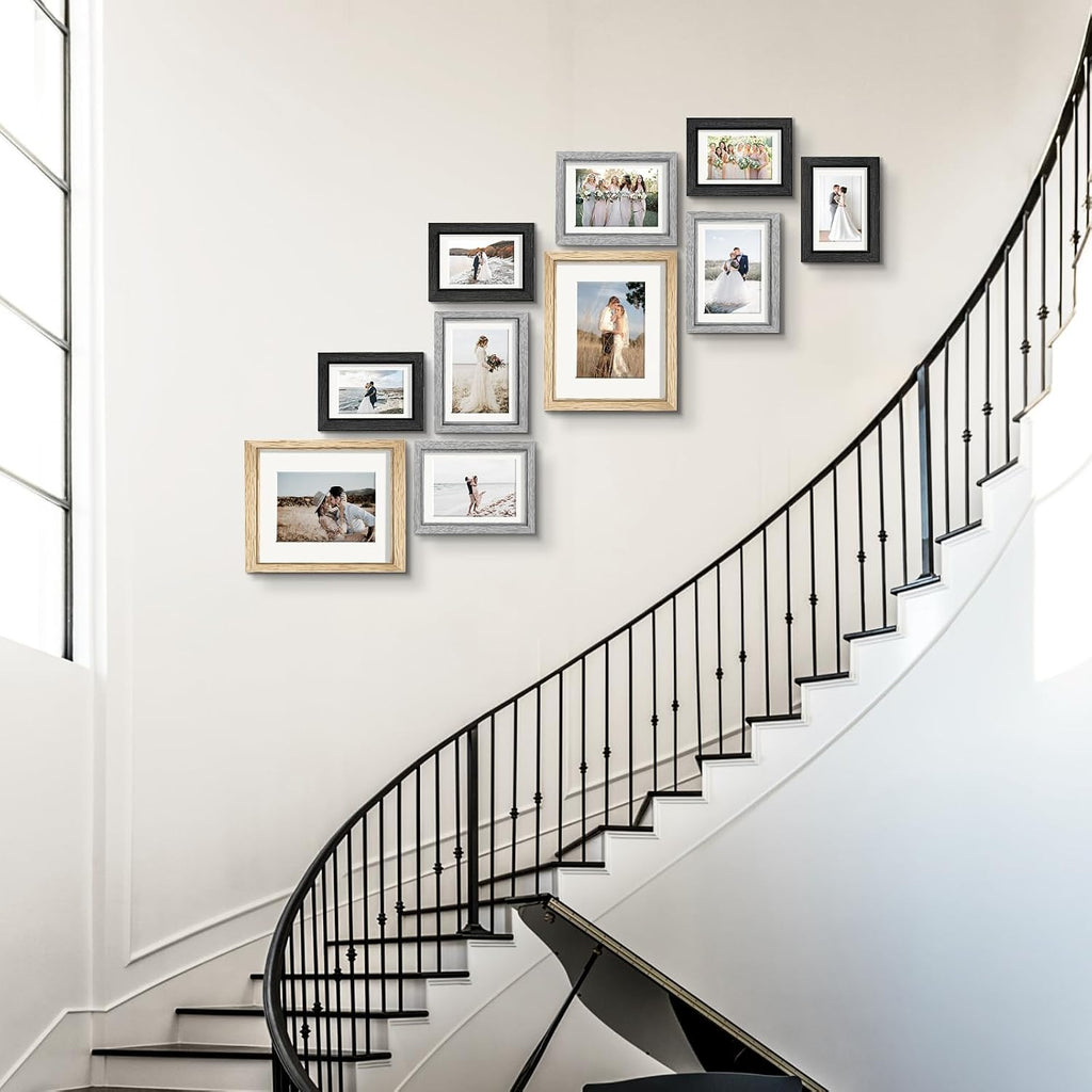 Picture Frames Collage Wall Decor, Gallery Wall Frame Set of 10 | Real Glass Front & Wood Finish Frame, Assorted