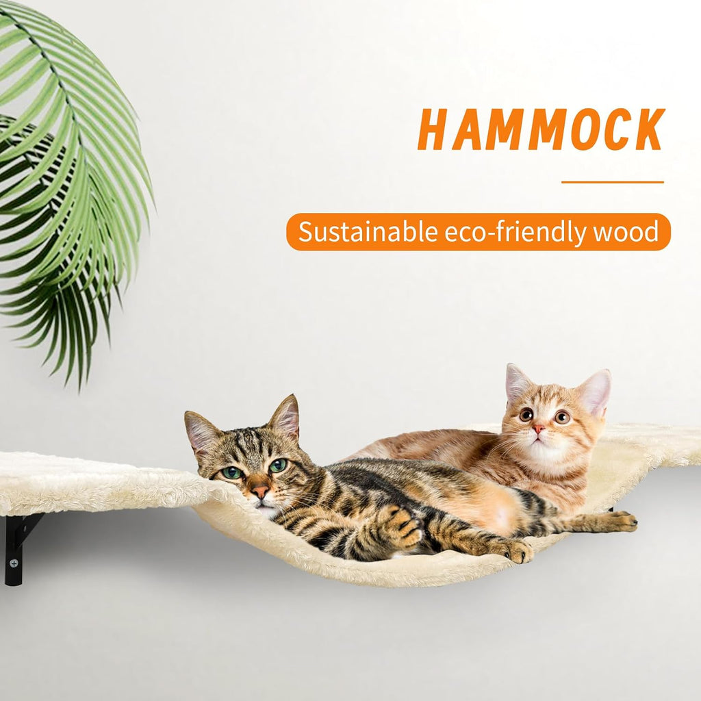 Cat Wall Shelves, Space-Saving Wood Cat Wall Furniture for Indoor Cats