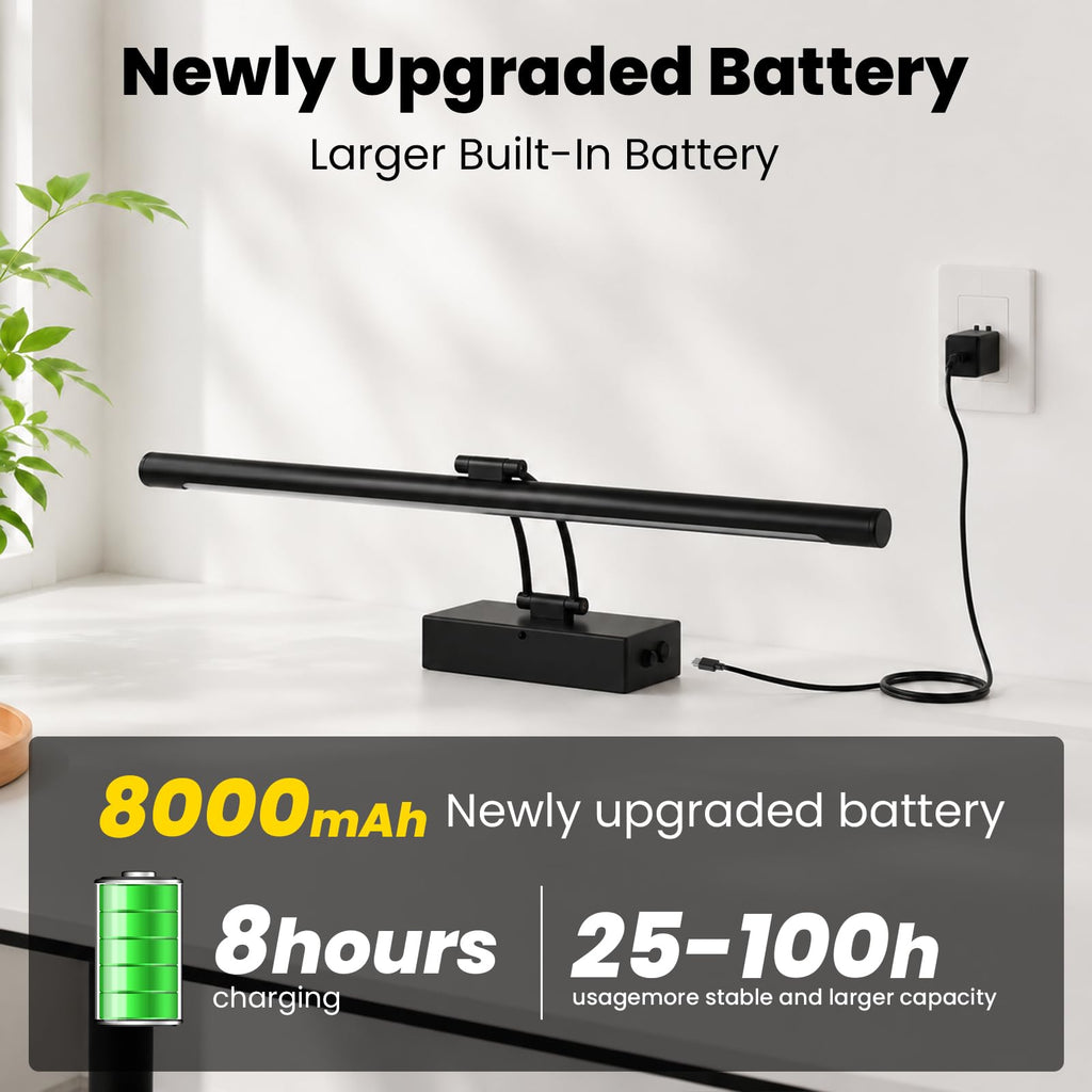 Battery Operated Picture Light for Wall,Matte Black 23.6-Inch