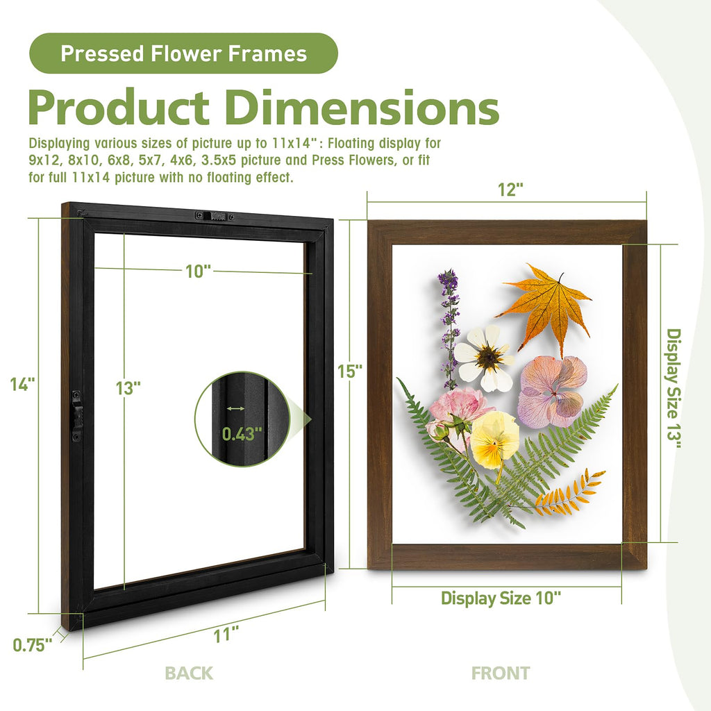 11x14 Floating Picture Frame Solid Wood Brown(1 Pack)
