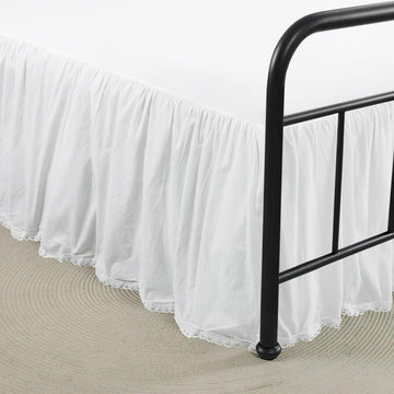 White Bed Skirt, 14-Inch Drop, 100% Cotton, Split Corners