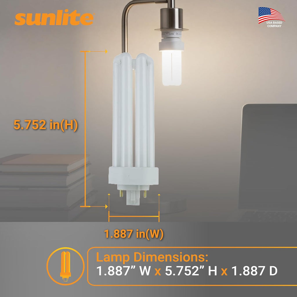 Compact Fluorescent Plug-in Triple Tube Light, 42 Watts, 4-Pin GX24Q4 Base, 3200 Lumens, 6500K