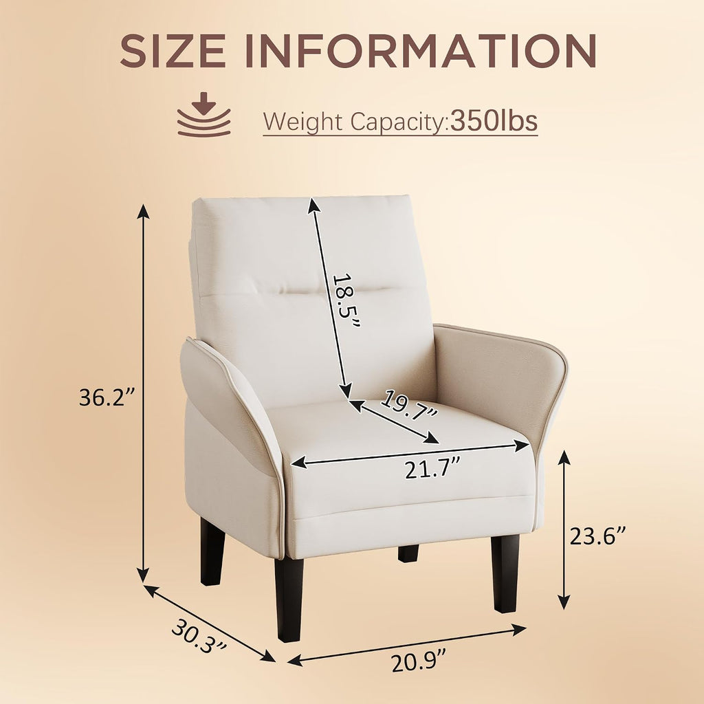 Morden Accent Chair with PU Leather Armrest,Upholstered Chairs Lounge Faux Leather Reading Chairs Side Sitting - Set of 2
