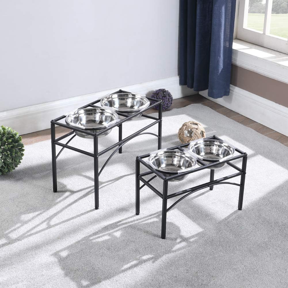 Elevated Dog Bowls Raised Pet Feeder Cat Food Water Diner Stand Set