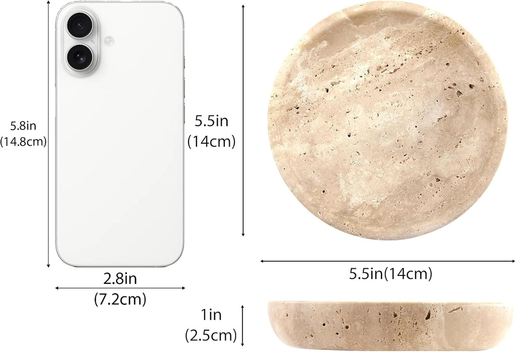 Small Natural Marble Jewelry Tray Key Plate Holder Dish Trinket Decor Catch All Bowl for Ring Earring Stone Gift