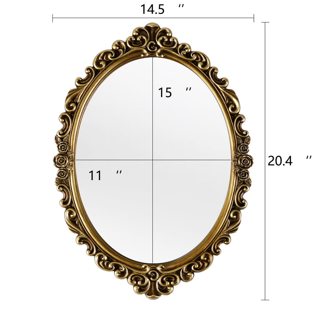 Medium Oval Wall Mirror Resin Frame Size:20.4 x 14.5 inch
