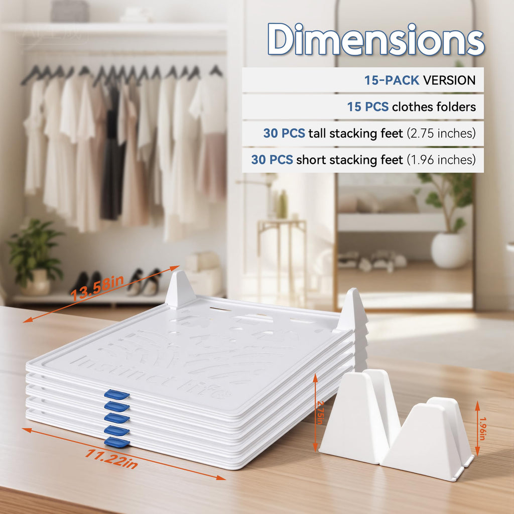 15-Pack Tshirt Organizer Stackable Closet Organizer Portable Detachable
