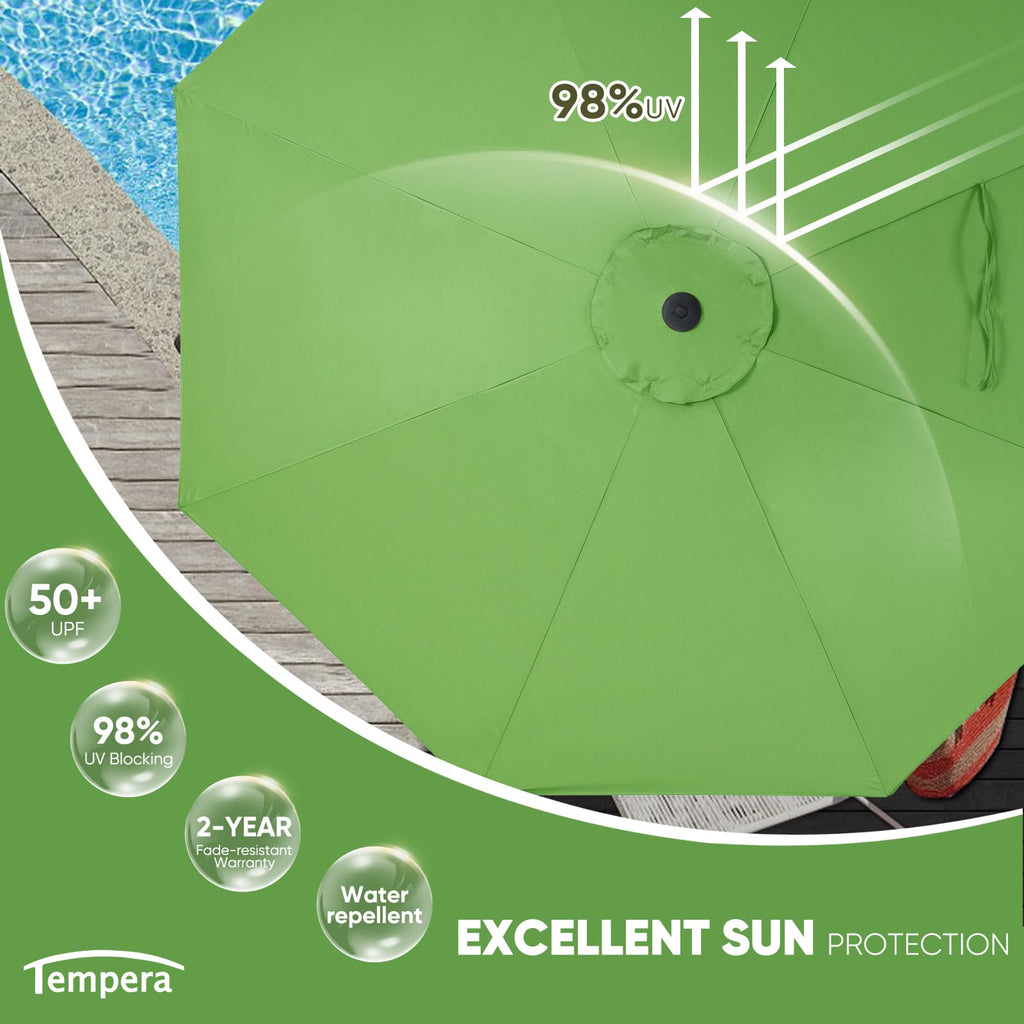 9ft Patio Market Outdoor Table Umbrella with Push Button Tilt and Crank, Large Sun Umbrella with Sturdy Pole & Fade