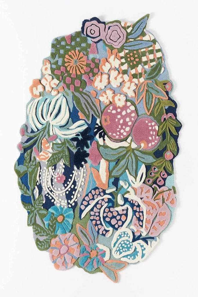 Hand Tufted Floral Area Rug, New Zealand Woolen