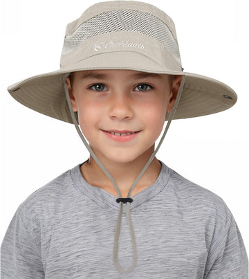 Outdoor Kids Sun Hat UPF 50+ Quick Dry Adjustable Bucket Hat Windproof Waterproof Beach Fishing Safari Hat