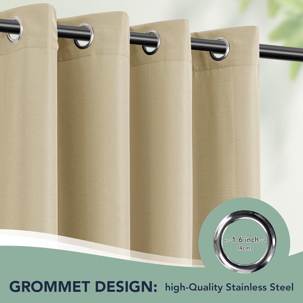 Outdoor Curtains Waterproof, 6 Drape Panels, Sun Shades | Privacy & Weatherproof, Outside Curtains for Porch, Gazebo