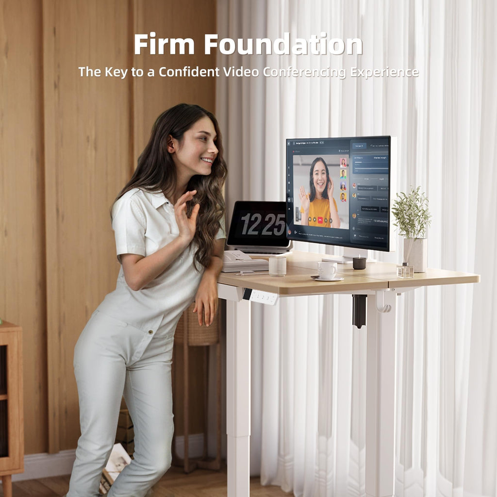 Electric Standing Desk 48 x 24 Inch with Drawer Natural